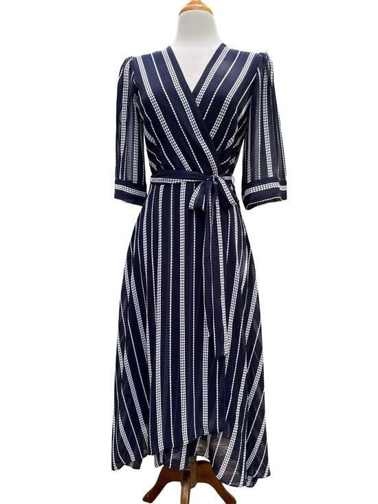 Gabby Skye Dresses & Skirts - Navy Chiffon Midi Dress Wedding Guest 6
